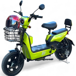 Двуместен електрически скутер, велосипед с педали Fullmax Buzz PRO 12Ah, 16" джанти, 60+ км преход, Неоново зелено