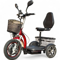 Електрическа триколка Fullmax H1 Traffic 750W, 48V/12Ah, Предно Предаване, Подсилена, 3 скорости, две кошници, червена