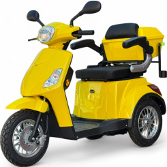 Електрическа триколка FullMax B1 - последен модел 2025 /подобрен/ 1500W, Жълта, 5 батерии
