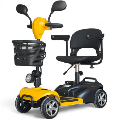 Електрическа четириколка BULLMAX N1, Електрическа спирачка, 350W, Сгъваема, Неоново Жълта