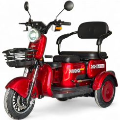 Триместна електрическа триколка за възрастни и трудноподвижни Fullmax R3, 2000W,60V,20Ah,5 батерии, червена перла