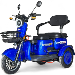 Триместна електрическа триколка за възрастни и трудноподвижни Fullmax R3, 2000W,60V,20Ah,5 батерии, Синя Перла