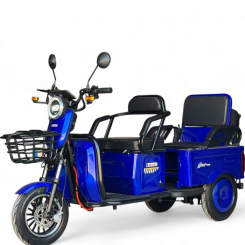 Двуместна електрическа триколка Fullmax A10 Premium, 60V, CE сертификат, 60км пробег, сива, 350кг товароносимост, Синя