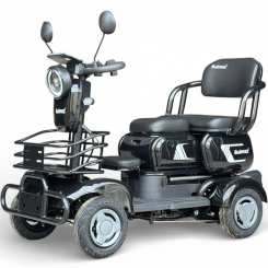 Триместна електрическа четириколка Fullmax C4, 1500W, 48v/20Ah, Магнитна спирачка, Реглаж, Маневрена, компактна, черна