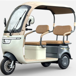 Триместна електрическа триколка с покрив Калинка Premium, 3000W, 72V/60Ah, 6 батерии, EEC Сертификат, Сива